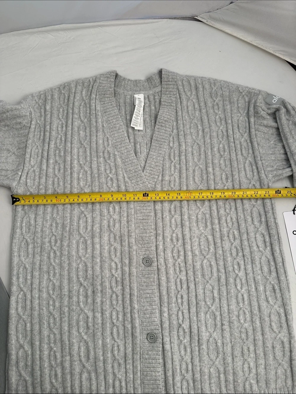Alo Athletic Heather Cable Knit Winter Bliss cardigan